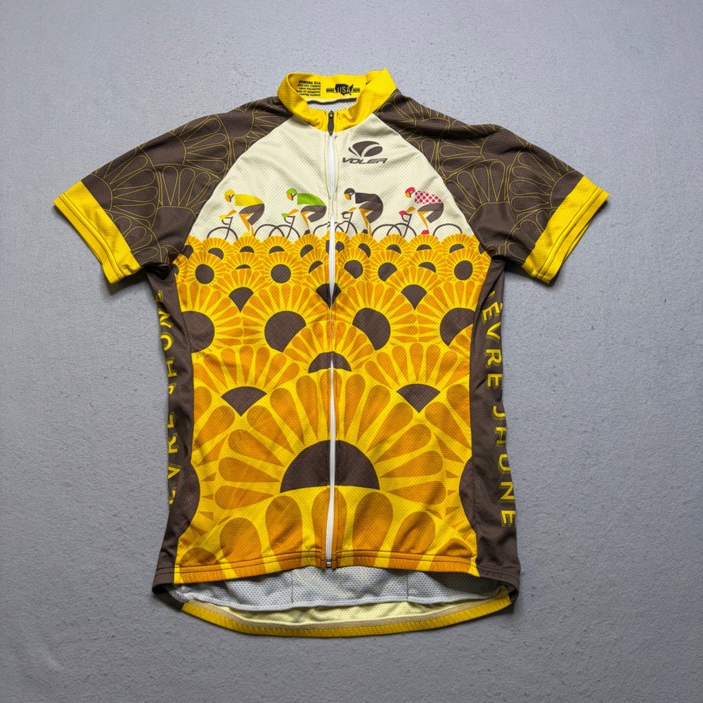 Voler Cycling Jersey Womens XLG Yellow Sunflower Race Cut Short Sleeve O83